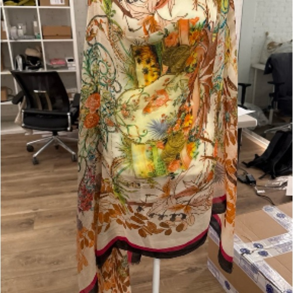 Etro Multicolor Floral and Baroque Print Scarf